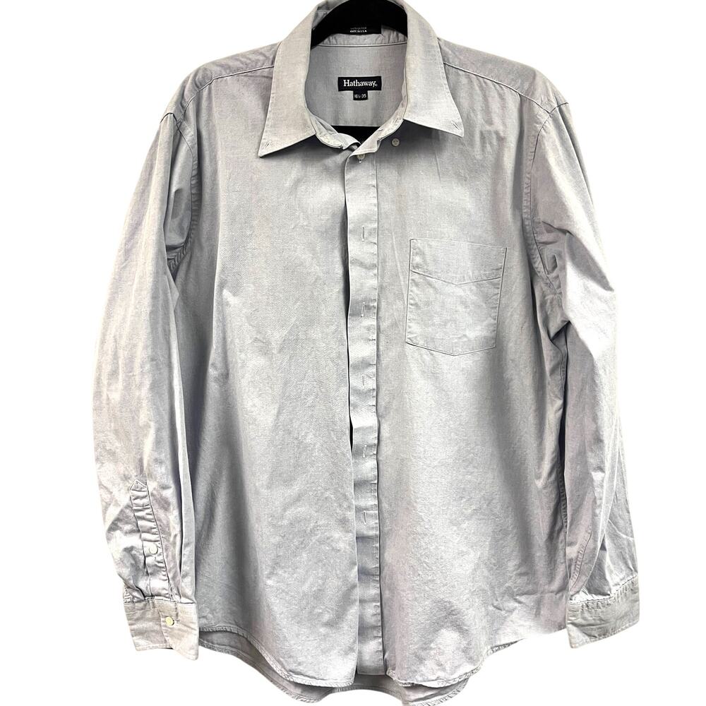 Men's Vintage Hathaway 100% Cotton light blue long sleeve button down